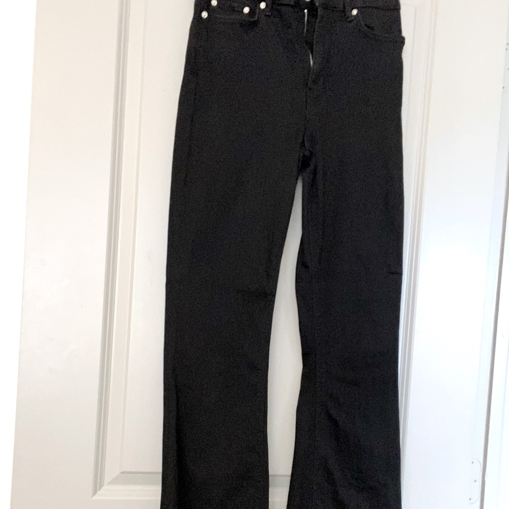 Black high waist denim flare jeans